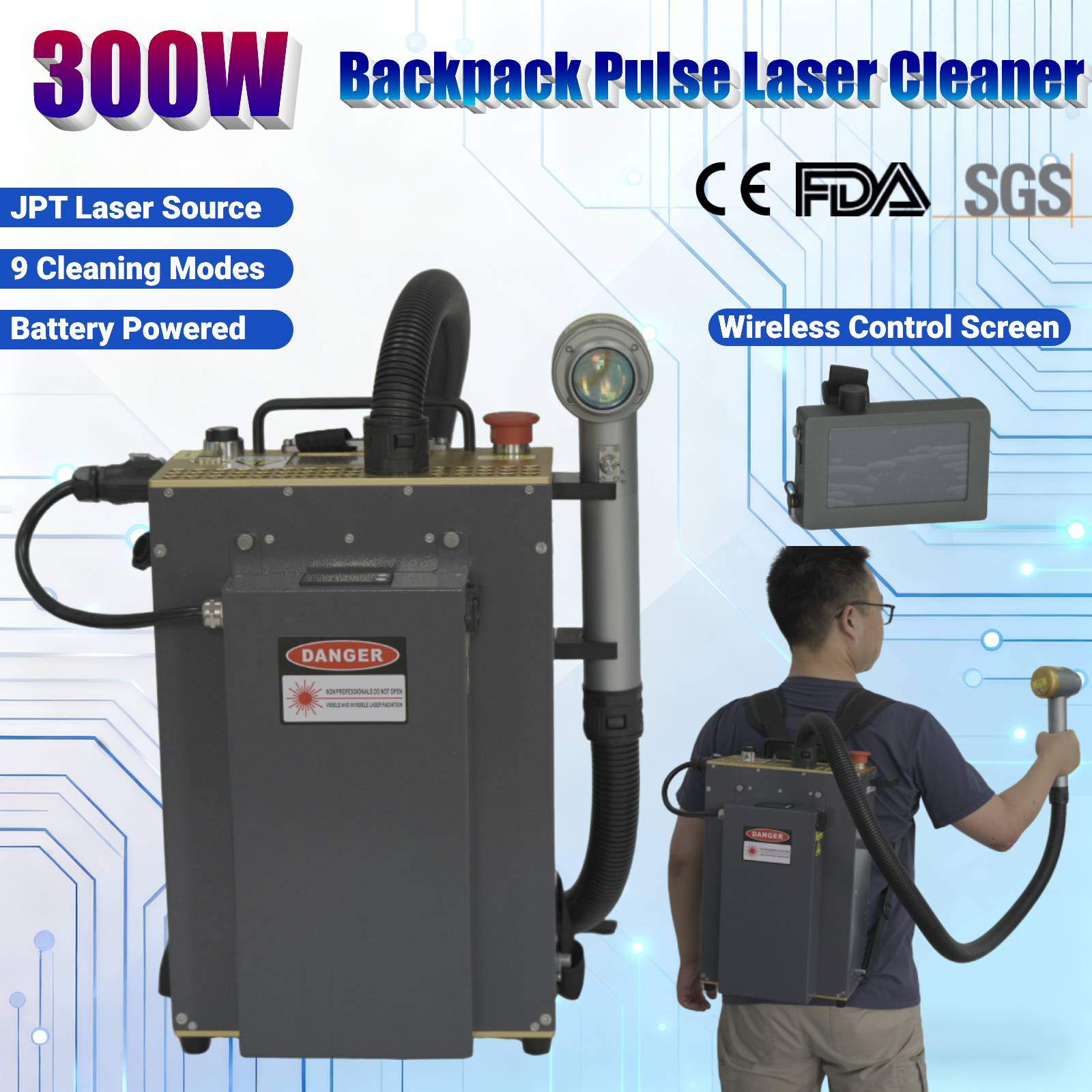 300W Backpack JPT Pulse Fiber  - Industrial Laser Paint Remover บทวิจารณ์และราคา
